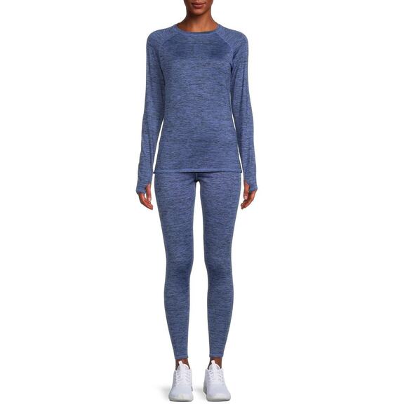 2/$30 ClimateRight by Cuddl Duds Plush High Rise Leggings Space Dye Blue #8432 - Picture 1 of 8